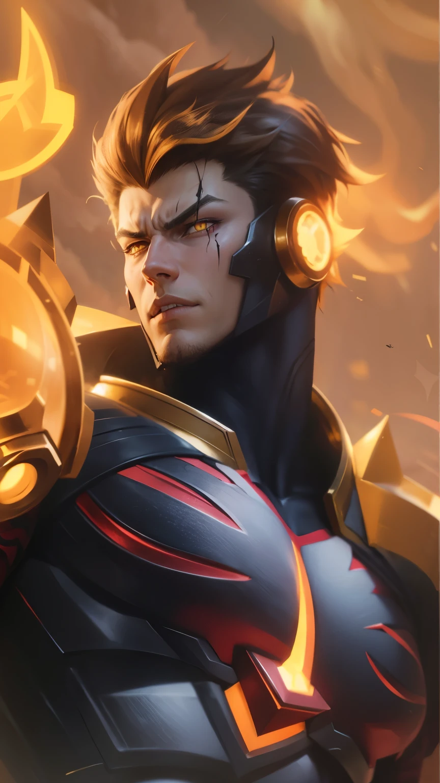 Anime villain, realistic, 1 boy, cool, heandsome, 8k quality, yellow eyes