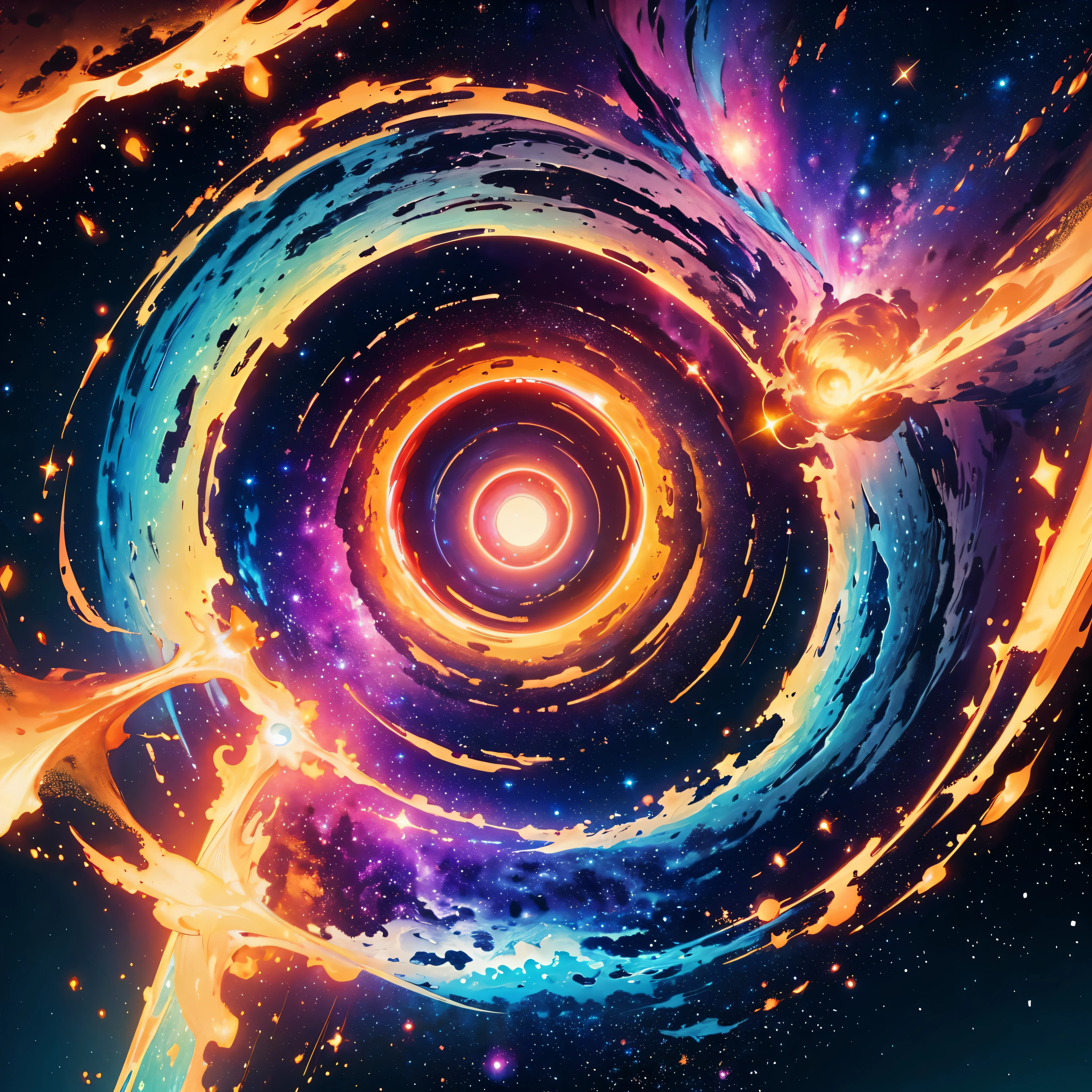 (best quality,4k,8k,highres,masterpiece:1.2),ultra-detailed eye of the universe,majestic colorful nebula,vibrant neon colors,intricate shapes,stars and huge planets in the background,cosmic explosion,celestial energy,