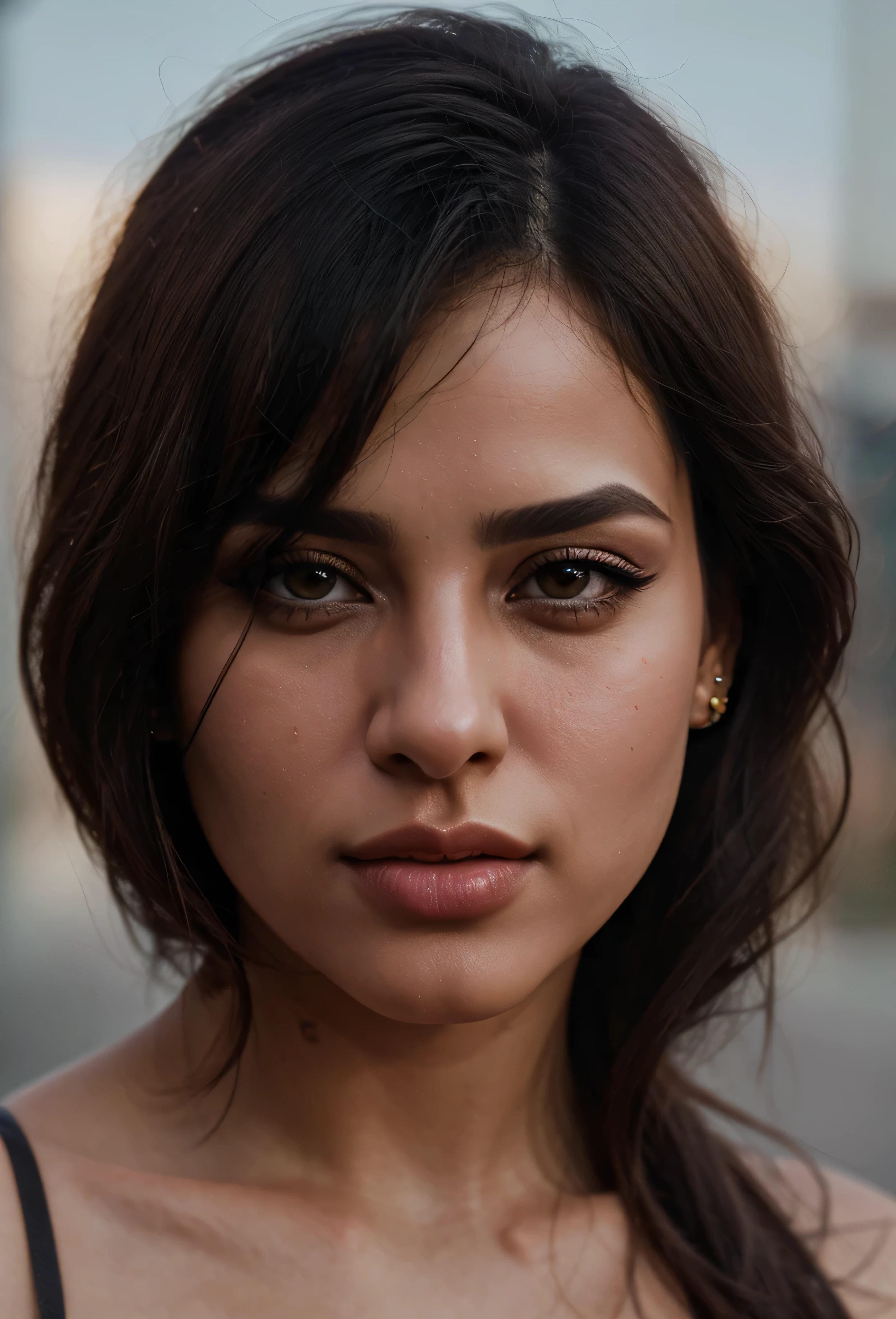 It reminds me of when I'm happy or memorable, beautiful iranian persian sexy girl smoking cigarette, portrait, blur background new york, cinematic, hyper-realism ,smokes , dark hair , uptown, cleavage, thin detailed black eyes, thin eyebrows, perfect tiny nose, diamond earrings, long eyelashes, cat eye makeup , bold jawline , very detailed, dramatic lighting, digital art trends on Artstation 8k HD detailed realistic, detailed, skin texture, super detailed, realistic skin texture, armature, best quality, super high reidelity: 1.4), high resolution, detailed, raw photo, sharp re, by lee jeffries nikon d850 film stock photograph 4 kodak portra 400 camera f1.6 lens rich colors hyper realistic lifelike texture dramatic lighting unrealengine trending on artstation cinestill 800 ,