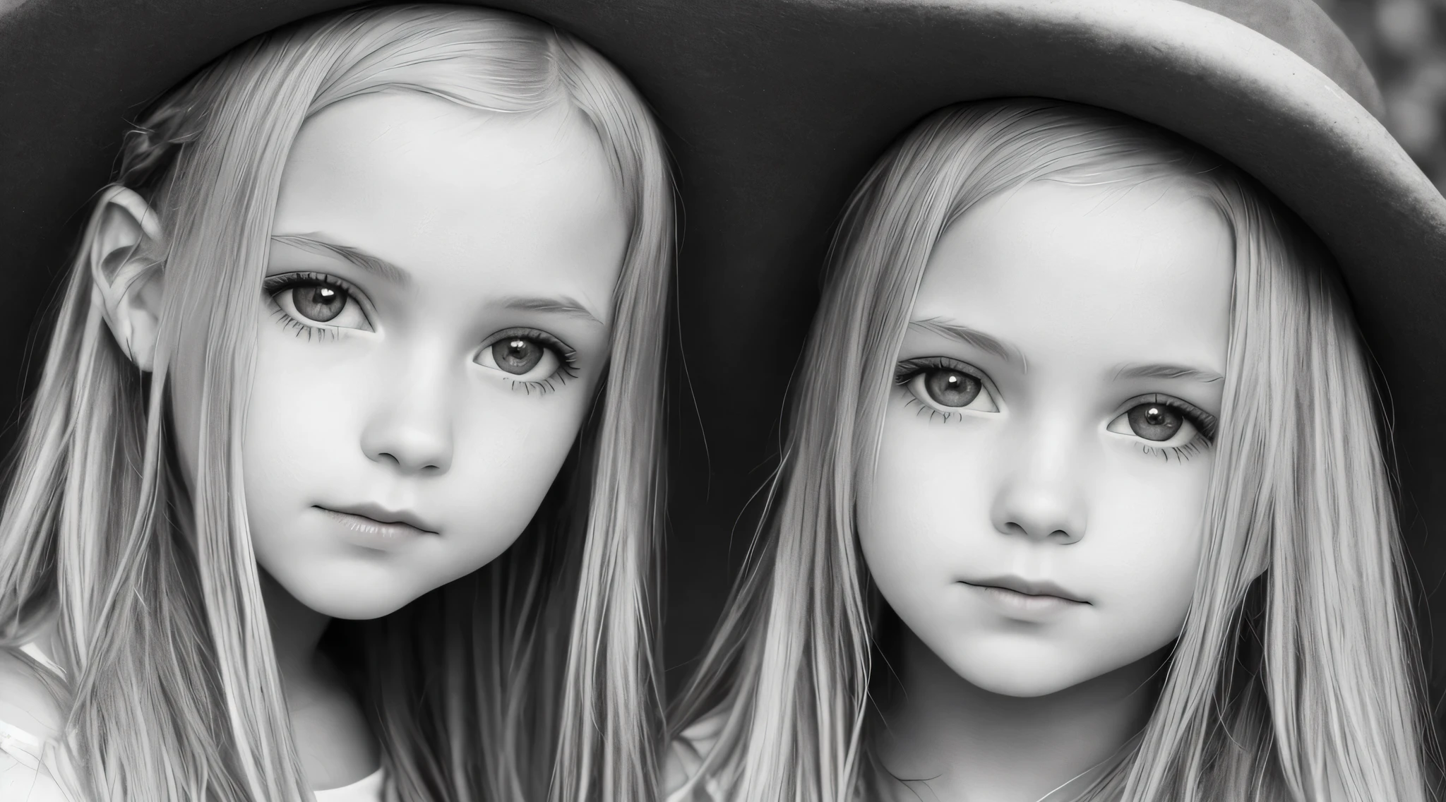 ((Masterpiece, Superb, Super Detailed, High Resolution)), solo, beautiful girl RUSSIAN CHILD IN BRAIDS, bright eyes, perfect eyes, 10 years, black and white gold theme, OF HAT.