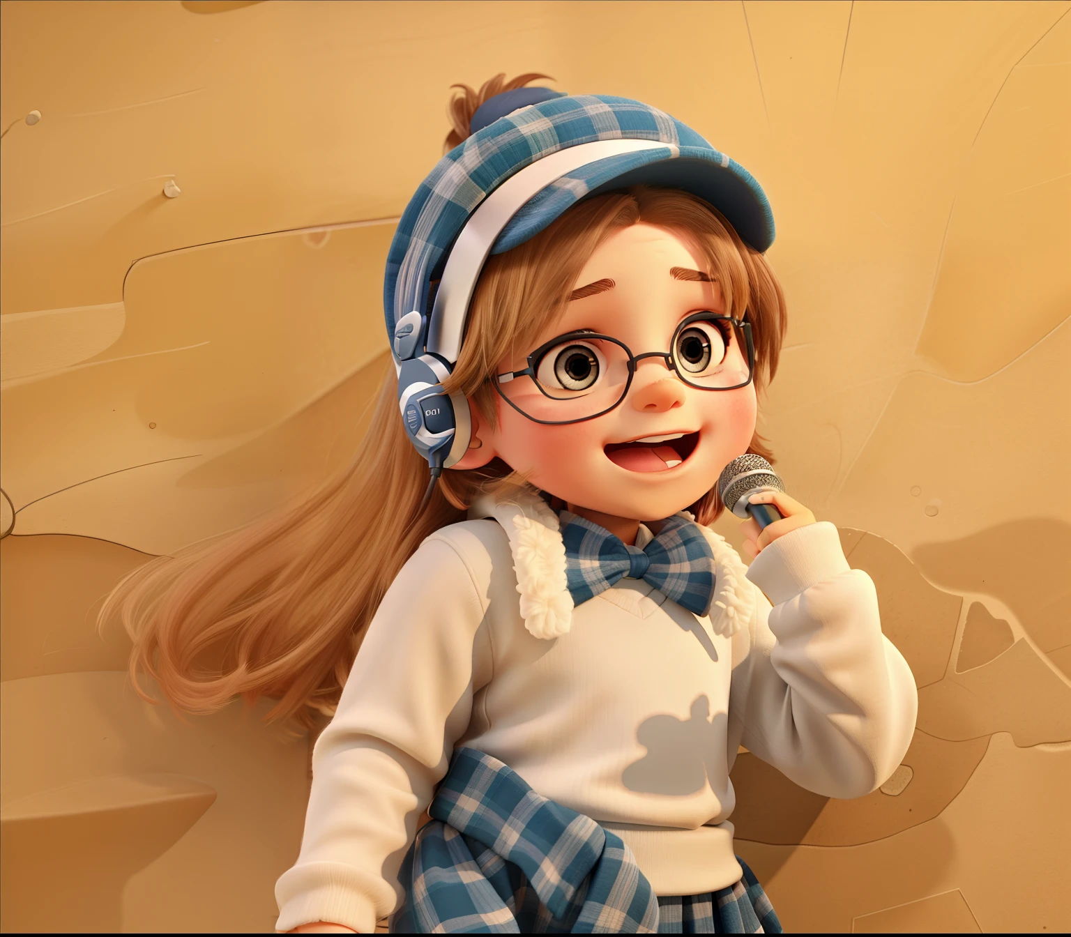 Child with microphone in hand singing