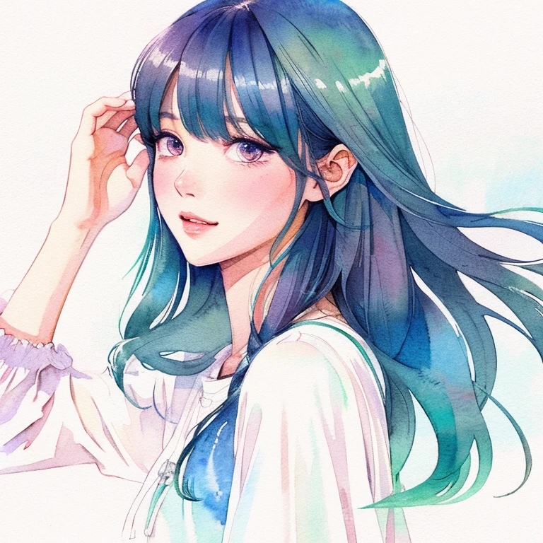Illustration style、Soft touch、watercolor paiting、girl with