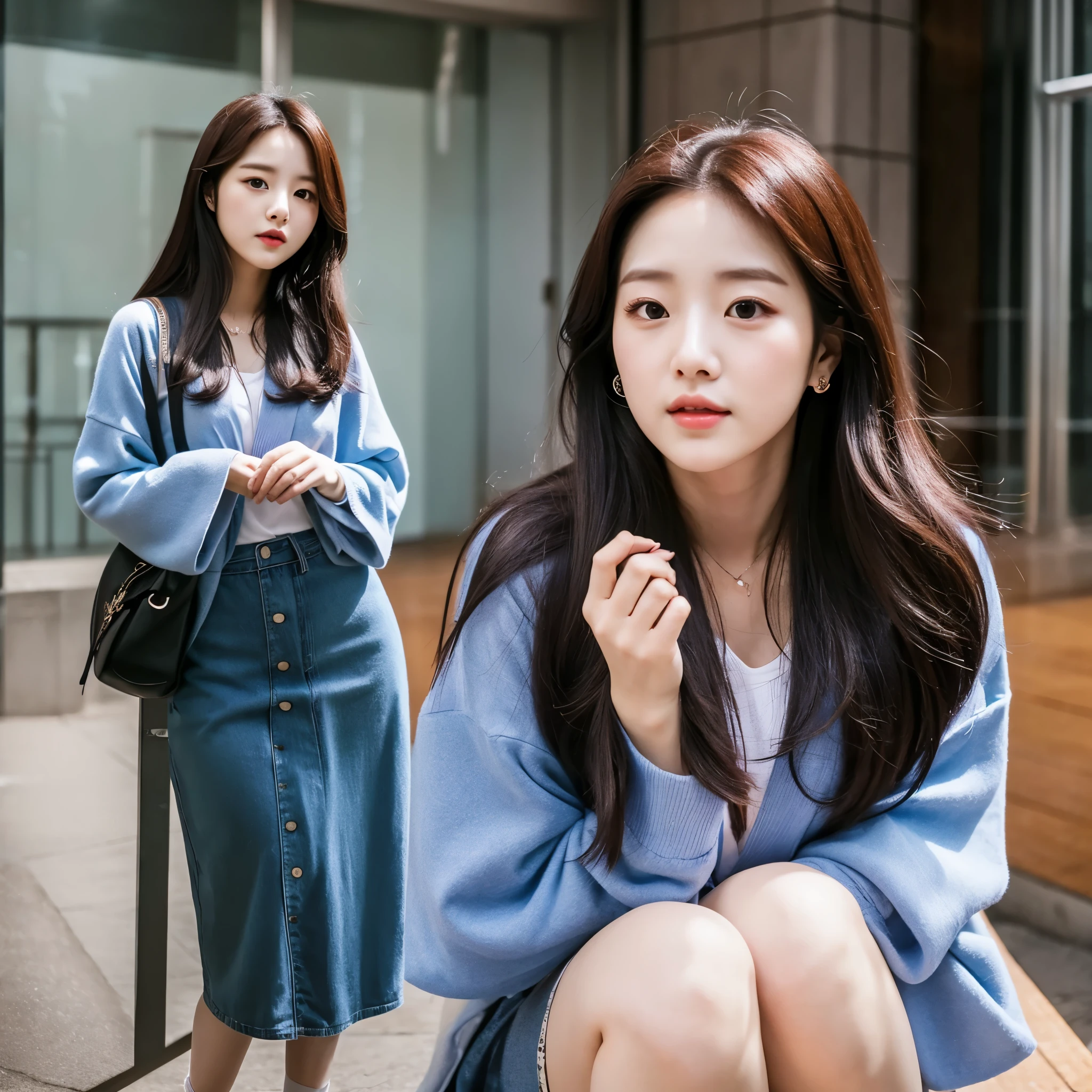 Uma mulher de 24 anos parecida com Jang Wonyoung, com uma roupa sexy