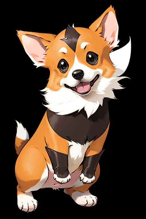 Draw a welsh corgi sitting upright in the style of a fighting type Pokémon