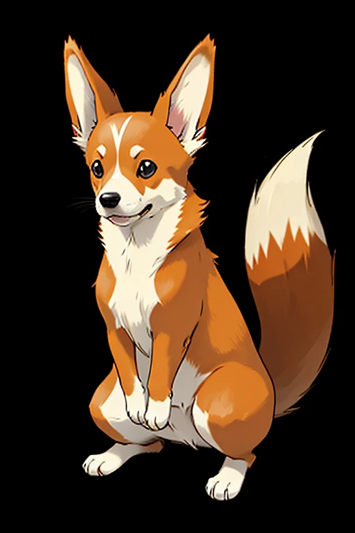 Draw a welsh corgi sitting upright in the style of a fighting type Pokémon