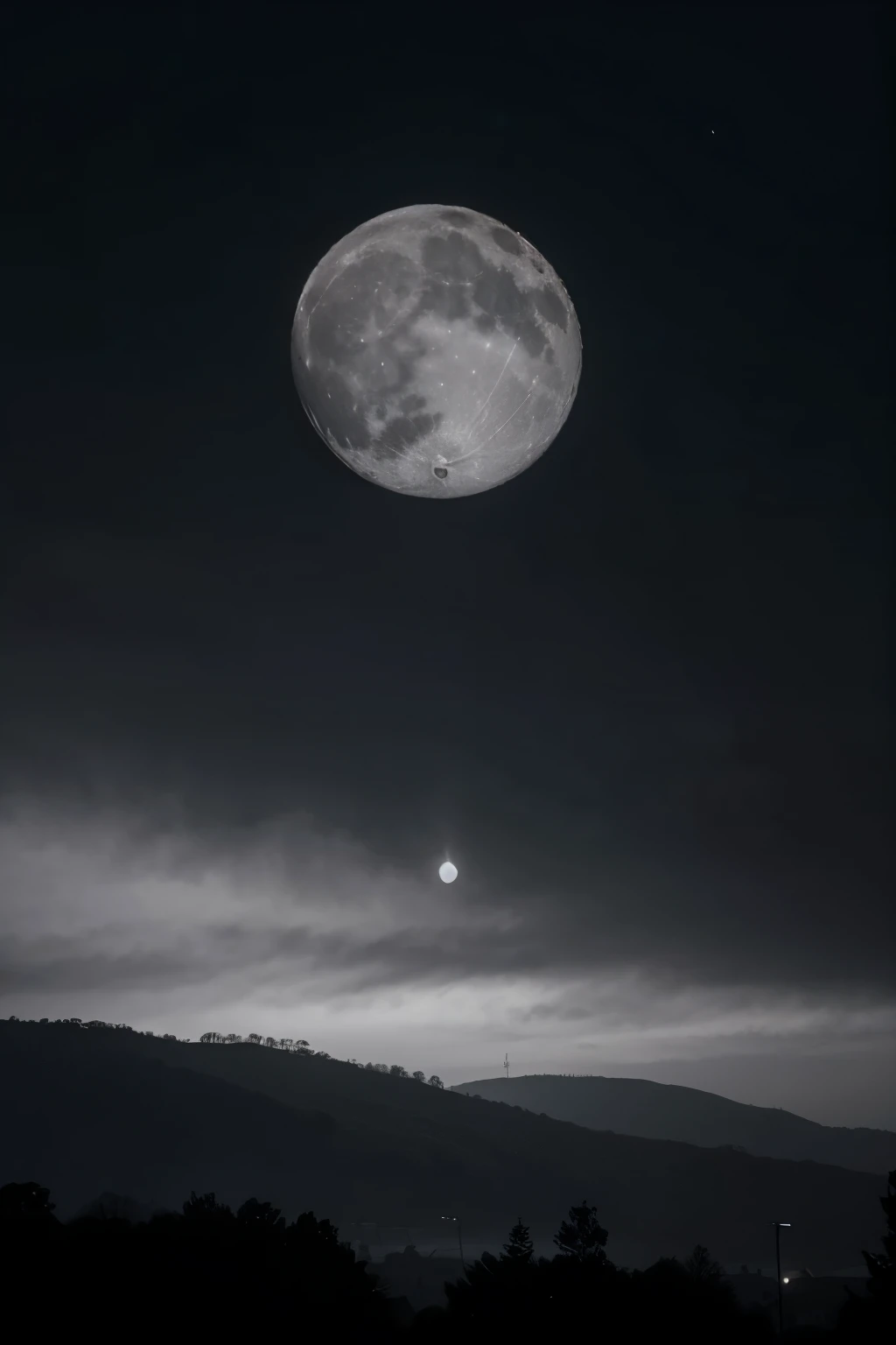 Black and grey sky with moon