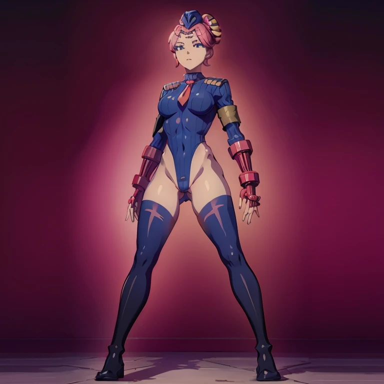 ultra-detailed, Explicit, Beautiful body, Beautiful Nose, Beautiful character design, perfect eyes, perfect face, ultra highres, 4K, beautiful legs, perfect legs, Nice hands, Perfect hand, Masterpiece, Best Quality, Highly detailed, illustration, absurdres, street fighter, doll suit, shadaloo doll, dollsuit, girls, multiple girls, expressionless, blank eyes, looking at viewer, red gloves, emotionless, black latex, corrution, mind control, female combatant, full body, hypnotized, unhappy trance, full body suit, ribbed bodysuit, both arms at side, stand up straight, obey, perfect female body, extremely glossy latex, hypnosis, hypnoLora, empty eyes, Mind control device, poses, brainwashed, submissive_pose, Slave, hat, necktie, stand up straight, standing, standing at attention, belt, latex, garter belt, thighhighs, Fighting stance, Gyokuyo , pink hair, green eyes, Kusuriya no Hitorigoto