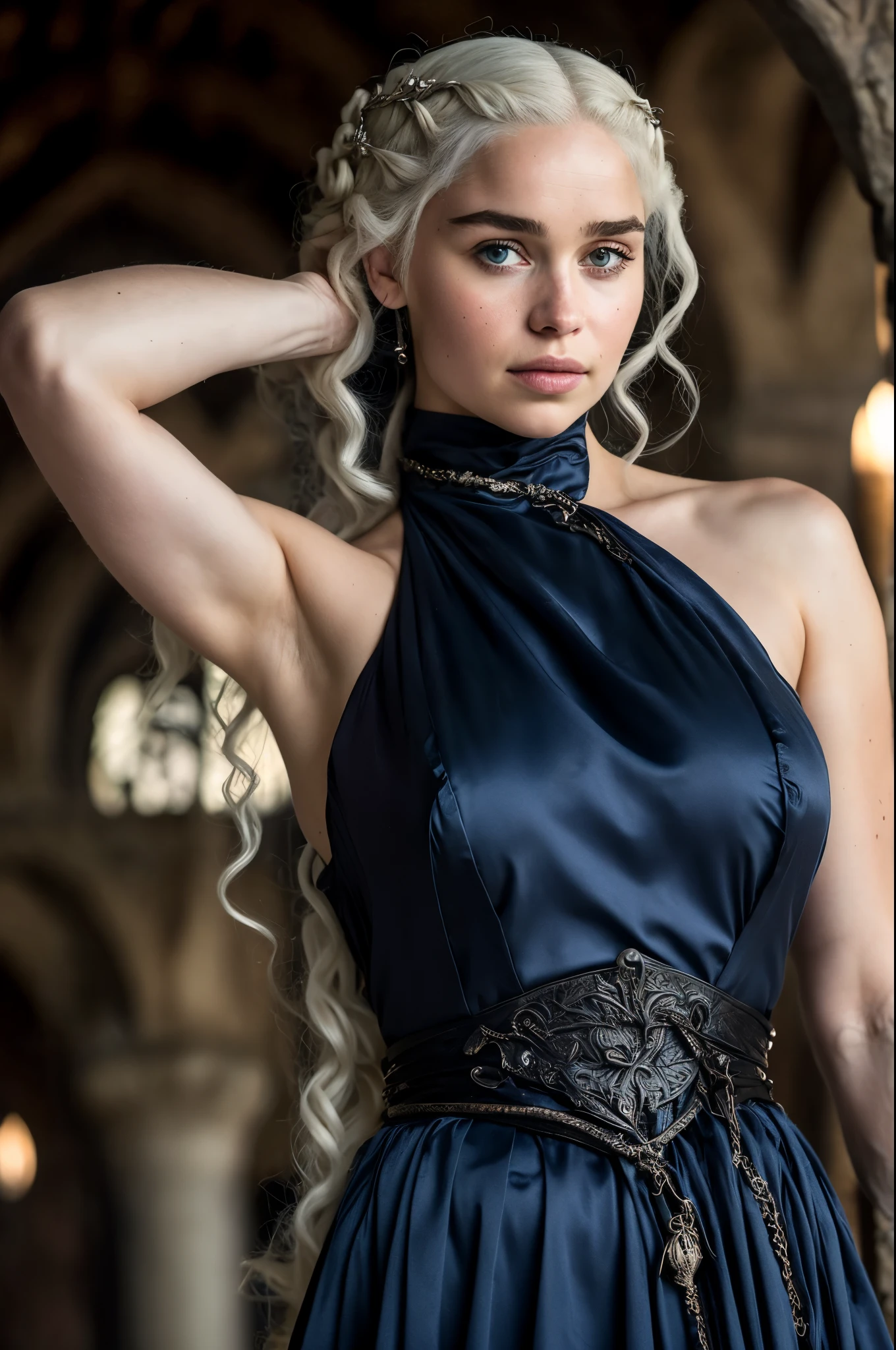 Royal Satin dress, Perfect eyes, flawless Beauty, pierced eyes, Masterpiece, Daenerys Targaryen, Gorgeous woman, queen, Queen Lady, Princess of Dragonstone, black mole on breast, The Unburnt, Queen of Meereen, Queen of the Andals, the Rhoynar and the First Men (claimant), Protector of the Seven Kingdoms (claimant), Khaleesi of the Great Grass Sea, Breaker of Shackles, Mother of Dragons, The One Who Was Promised, Lady of Dragonstone , 45 years Old, she is a Full growned lady now, beautiful mature lady, the queen, milf beauty, mature queen, Best quality, a small, charming Beauty, a captivating woman, fully ripen milf body, lustful queen, alluring appearance, unrivaled beauty, wonderful breasts, large breasts, mediaeval erotic costumes, a Game of Thrones-inspired costume, a close-up of a woman from the middle ages, Daenerys Targaryen, Daenerys, resembles Emilia Clarke, Emilia Clarke, scene from "Game of Throne," deep cleavage, warrior princess, healthy body, perfect thick body, attractive figure, fleshy body, style of "Game of Throne," beautiful lady, beautiful woman, mediaeval clothes, stunning woman, 8K, insane details, dress made of clothes and jewelry, perfect hair, styled hair, high clarity eyes, perfect hands, perfect fingers, perfect eyes