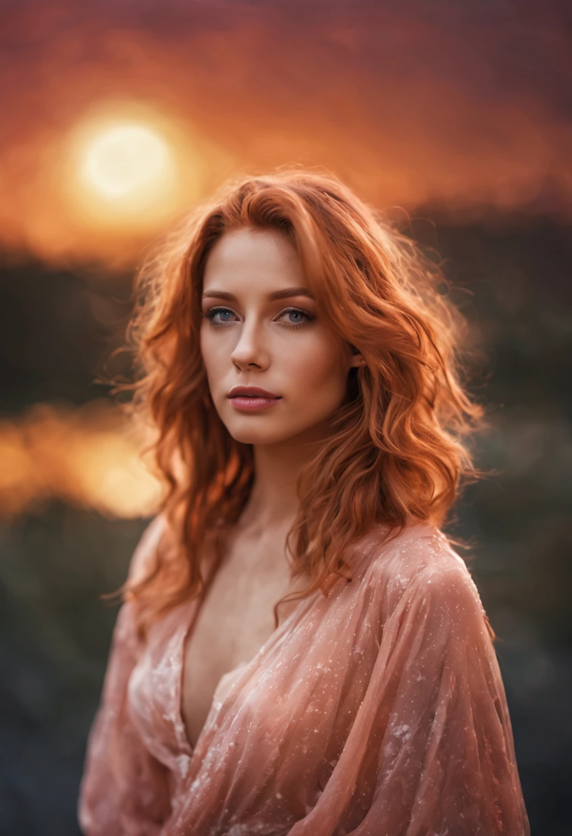 Gentle and beautiful woman, Full body image, Zart und sexy , charmantes ovales Gesicht, Augenbinde tragend , rosa Lippen, kleine Nase, Ganz Nackt , Fokussiertes Gesicht, Ultra-High-Definition, Super Details, im Lotussitz schwebend, im Universum Medietierend, , Mond , Sonne , das Universum , Saturn, Jupiter , paintings, Ultra-Realistisch , helle Hautfarbe , Orangene Haare , Rote haare, Gesichtsausdruck Mutig ,