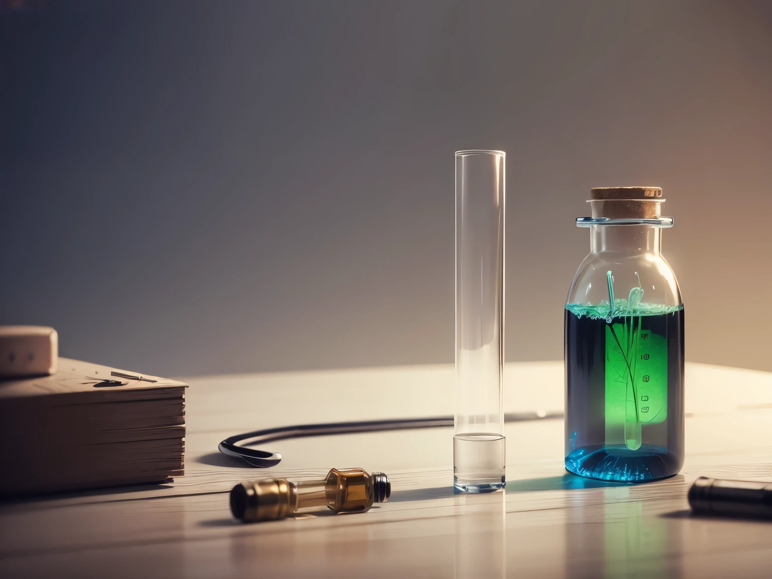 a test tube with poison stands on the medical table