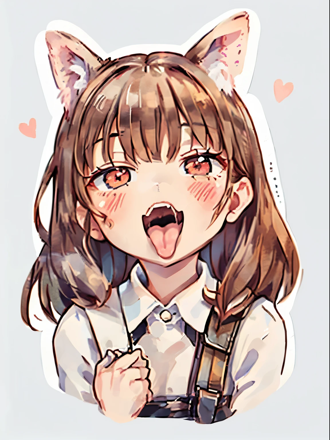 Anime filling、a sticker、Close-up of the mouth、1beautiful girl、tchibi、(((Mainly depicting the mouth、super close up of mouth、tongue、long tongue、sticking out the tongue、Show the inside of the mouth、Open your mouth wide and show me your throat)))、Rabbit ears、teak、lip stick、