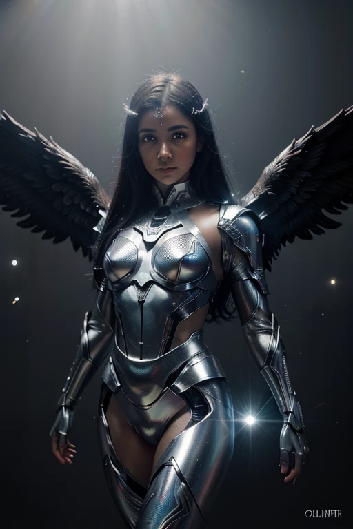 cosmic fallen angel, olhos claros brilhantes, Biomechanicals, estranho, assustador, Pesadelo, cores muito brilhantes, light particles, com luz brilhante, Mshiv, Arte do papel de parede, Papel de parede UHD