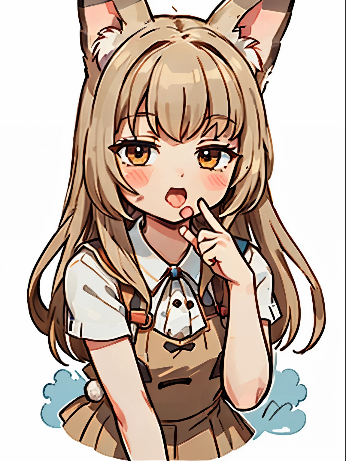 Anime filling、a sticker、Close-up of the mouth、1beautiful girl、tchibi、Mainly depicting the mouth、super close up of mouth、tongue、long tongue、sticking out the tongue、Show the inside of the mouth、Open your mouth wide and show me your throat、Rabbit ears、teak、lip stick、