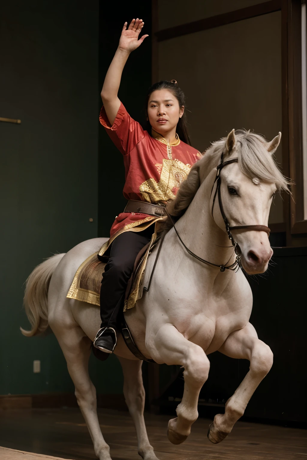 Genghis khan riding a unicorn