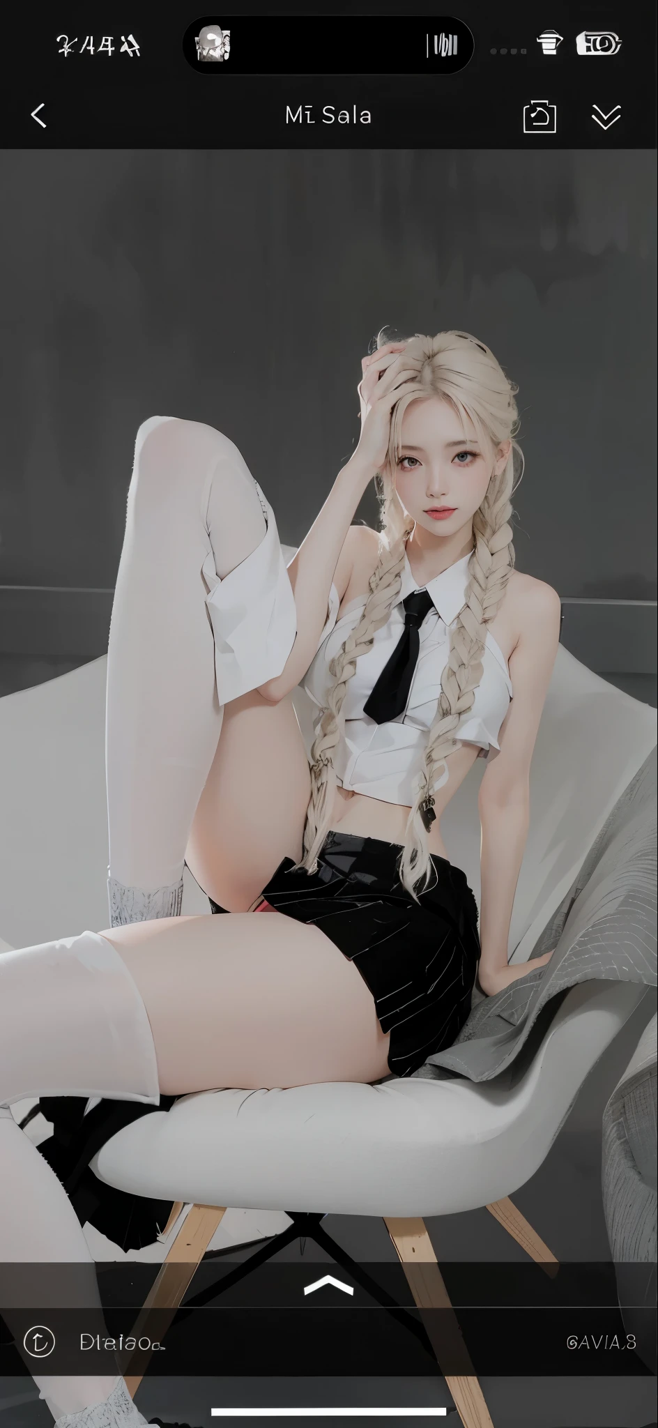 Hermosa piel detallada, cuerpo detallado, School Clothes girl, sentada con una pierna arriba, la mejor calidad