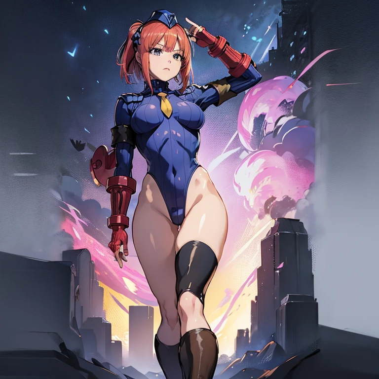 ultra-detailed, Explicit, Beautiful body, Beautiful Nose, Beautiful character design, perfect eyes, perfect face, ultra highres, 4K, beautiful legs, perfect legs, Nice hands, Perfect hand, Masterpiece, Best Quality, Highly detailed, illustration, absurdres, street fighter, doll suit, shadaloo doll, dollsuit, girls, multiple girls, expressionless, blank eyes, looking at viewer, red gloves, emotionless, black latex, corrution, mind control, female combatant, full body, hypnotized, unhappy trance, full body suit, ribbed bodysuit, both arms at side, stand up straight, obey, perfect female body, extremely glossy latex, hypnosis, hypnoLora, empty eyes, Mind control device, poses, brainwashed, submissive_pose, Slave, hat, necktie, stand up straight, standing, standing at attention, belt, latex, garter belt, thighhighs, Nino Nakano, The Quintessential Quintuplets, pink hair, medium hair, blue eyes