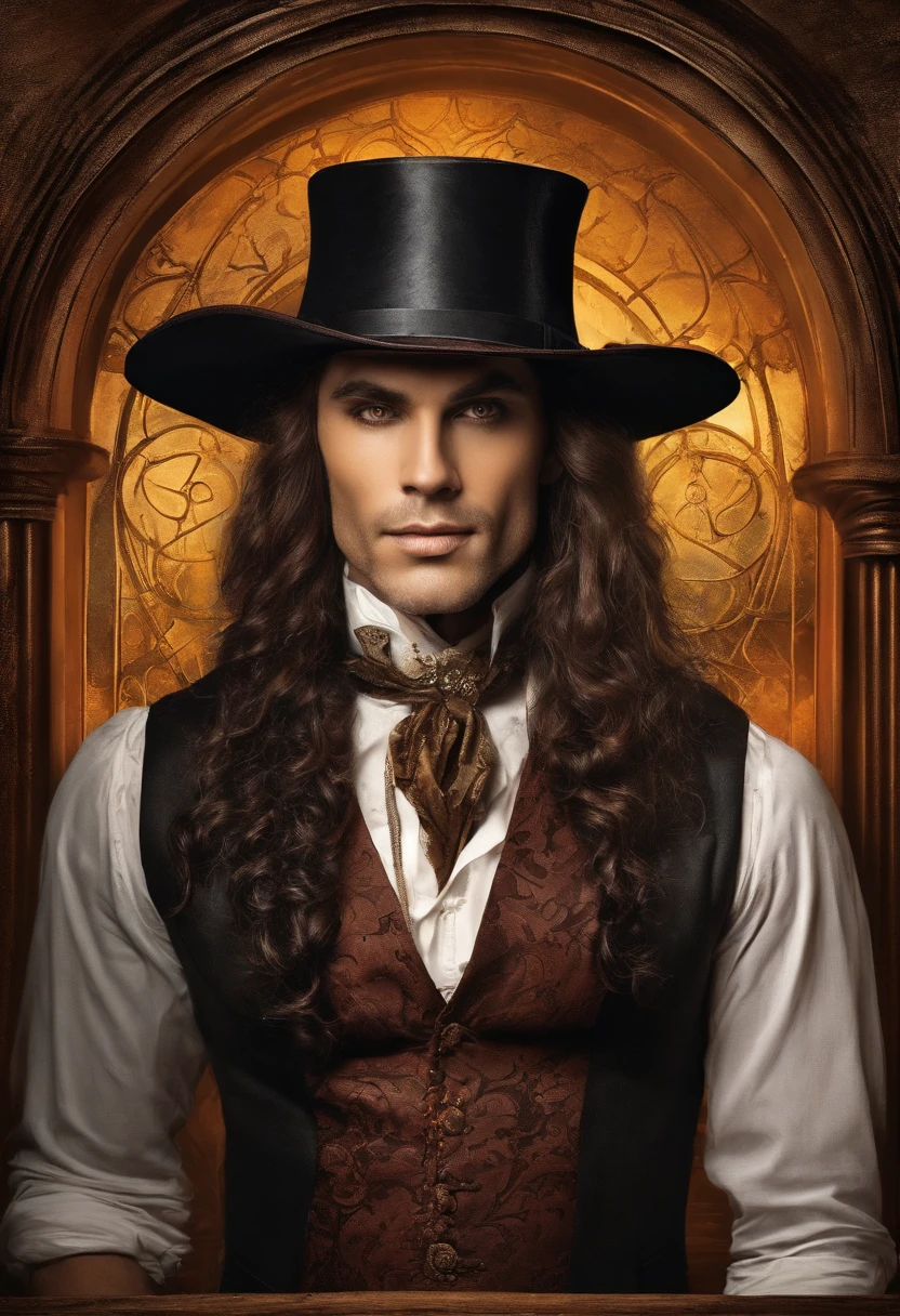 ((Painting of a vampire with long hair)), sexy and masculine body, strong and hot, looking at the camera, ((Victorian era style)), ((in a room with moonlight coming through the window)). Night scene with full moon, dynamic lighting, in the dark, deep shadow, sexy and hot, vivid colors, Victorian Era Style, Digital fantasy portrait, Stylish digital painting, fantasy portrait art, fantasy portrait, digital art painting, UHD 4K, beautiful fantasy portrait