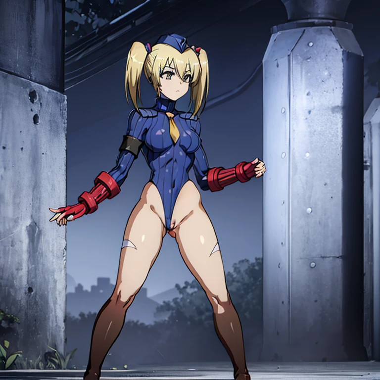 ultra-detailed, Explicit, Beautiful body, Beautiful Nose, Beautiful character design, perfect eyes, perfect face, ultra highres, 4K, beautiful legs, perfect legs, Nice hands, Perfect hand, Masterpiece, Best Quality, Highly detailed, illustration, absurdres, street fighter, doll suit, shadaloo doll, dollsuit, girls, multiple girls, expressionless, blank eyes, looking at viewer, red gloves, emotionless, black latex, corrution, mind control, female combatant, full body, hypnotized, unhappy trance, full body suit, ribbed bodysuit, both arms at side, stand up straight, obey, perfect female body, extremely glossy latex, hypnosis, hypnoLora, empty eyes, Mind control device, poses, brainwashed, submissive_pose, Slave, hat, necktie, stand up straight, standing, standing at attention, belt, latex, garter belt, thighhighs, Mamika Kirameki, Kyoko, Kore wa zombie desu ka, blonde hair, twin tails, golden eyes