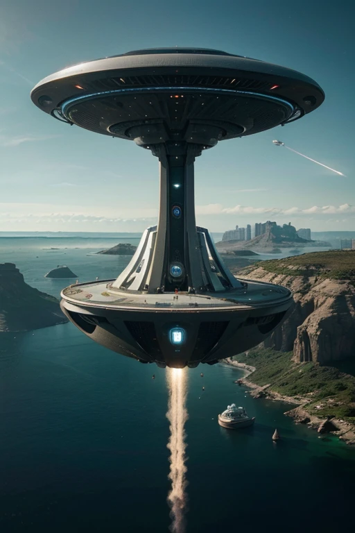 Using cutting-edge artificial intelligence, create a maximum quality image that transports the viewer to a human colony on a distant planet. Explore advanced levels of detail to highlight innovative technologies, from floating vehicles to futuristic buildings integrated into the alien landscape. Adopt a cinematic style to bring the scene to life, capturing the interaction between the colonists and the surrounding alien nature. Make sure the image conveys a sense of wonder and harmony between technological advancement and extraterrestrial beauty, providing a fascinating insight into life in a new world.