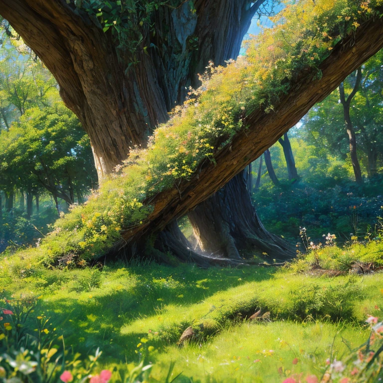 (best quality,4k,8k,Altas,master part:1.2),ultra-detalhado,(Realistic,photoRealistic,photo-Realistic:1.37),Pintura, messy brushstroke, Paint strokes,Landscape[sem pessoas],Tree of Life, abstract Pintura, vivid colors, pingando tinta, folhagem vibrante, Prado iluminado pelo sol, peaceful atmosphere, estilo impressionista, dynamic texture, camadas de tinta, luscious greenery, luz solar dourada, harmonious composition, majestic tree, pinceladas animadas, Energy brushing, detalhes texturais, expressive traits, playful movement, serene Landscape, Inviting setting, arte cativante, atmosphric perspective, Natureza encantadora, cheerful interpretation, feeling of vitality, captivating creation, dynamic energy, artistic , imaginative representation, beleza natural, unique artistic vision
