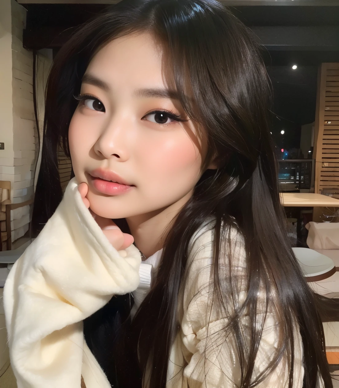 Arafed Asian woman with long black hair and a white shirt, young adorable korean face, menina coreana, Ulzzang, young cute wan asian face, wan adorable korean face, south east asian com rosto redondo, Mulher sul-coreana bonita, korean face features, Jaeyeon Nam, com rosto redondo, mulher coreana jovem bonita, linda mulher coreana jovem, belo rosto redondo