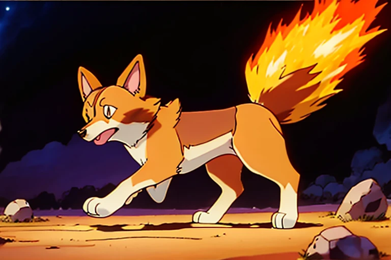 araffe dog standing on its hind legs on a dirt road, on his hind legs, cute corgi, doing a majestic pose, depicting a corgi made of fire, corgi with [ angelic wings ]!!, doing a sassy pose, in an action pose, corgi, the dog is doing a ballet dance, back and standing, in the style of a fire type Pokémon.