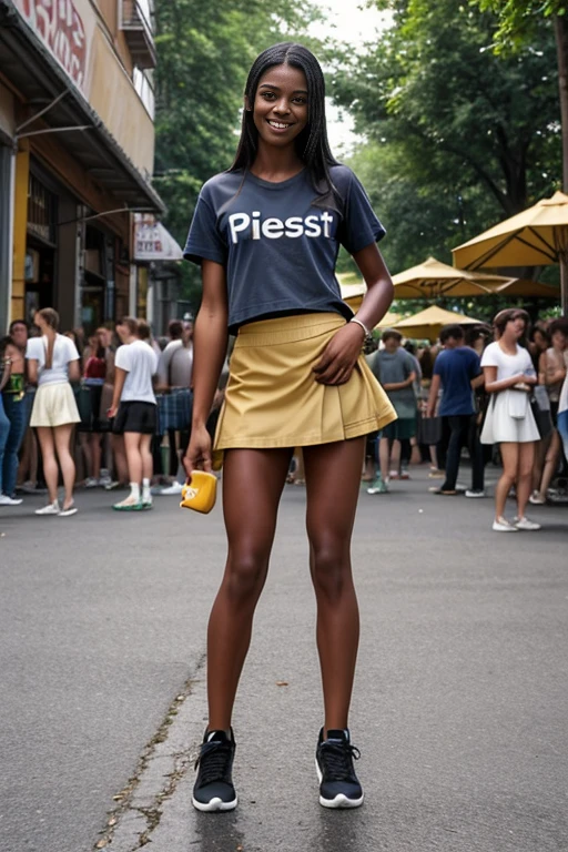 Woman, smiling, toned body, 21 years old , perfect body, fit body, perfect small breasts, perfect face, beautiful, (((pissing, piss, peeing, urine, urination, urinating))), (oversized tshirt, short skirt), (outdoor Restaurant, coffee, (crowded, crowd)), best quality,extremely detailed,soft light,soft shadows, soft backlighting,(best image,best quality:1.5)