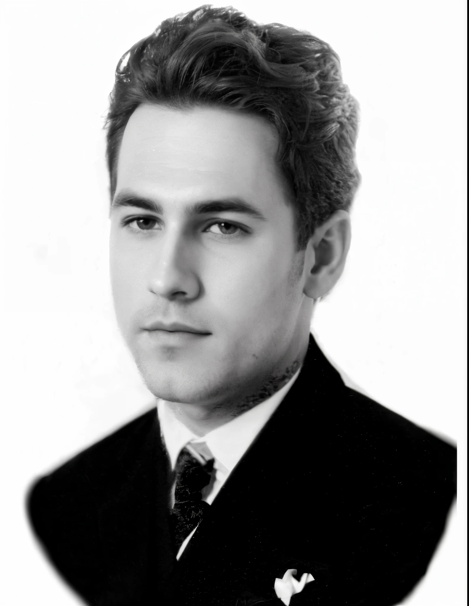 una  fotografia de un hombre en blanco y negro con traje con mirada de tres cuartos y con traje. Fotografia detallada de concurso, premiada, alta calidad.
