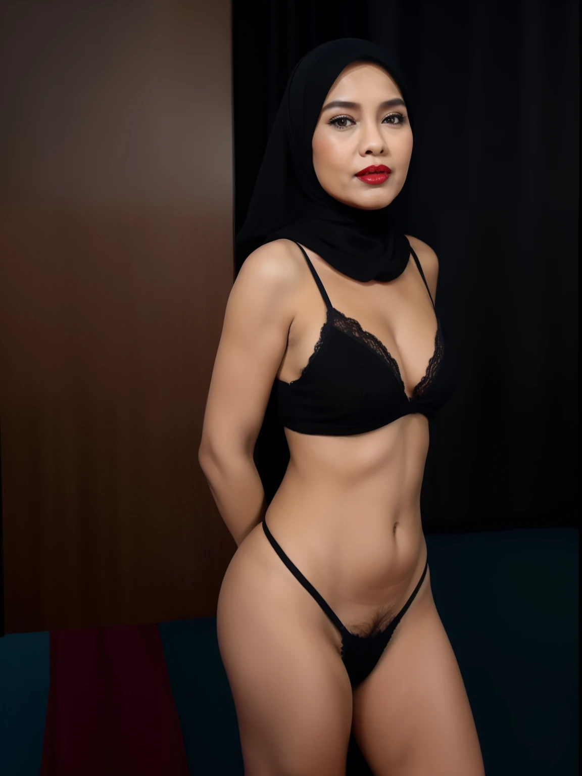 ((MALAY HIJAB GIRL)), 58 years Old, Hijab Indonesian mature woman, Flat Tits : -0.1, ((FLAT CHEST)), ((TIGH DRESS)), ((UNDRESS)), ((RED LIPS)), ((TRANSFARENT)), ((RED LACE)), ((HAIRY )), Beautiful chubby Malay woman in hijab,