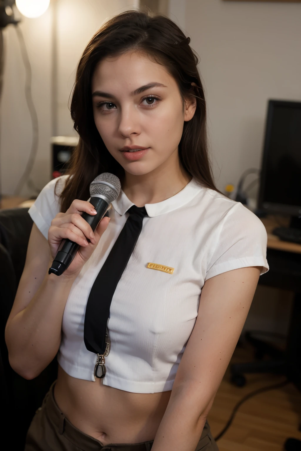 Reporter with microphone