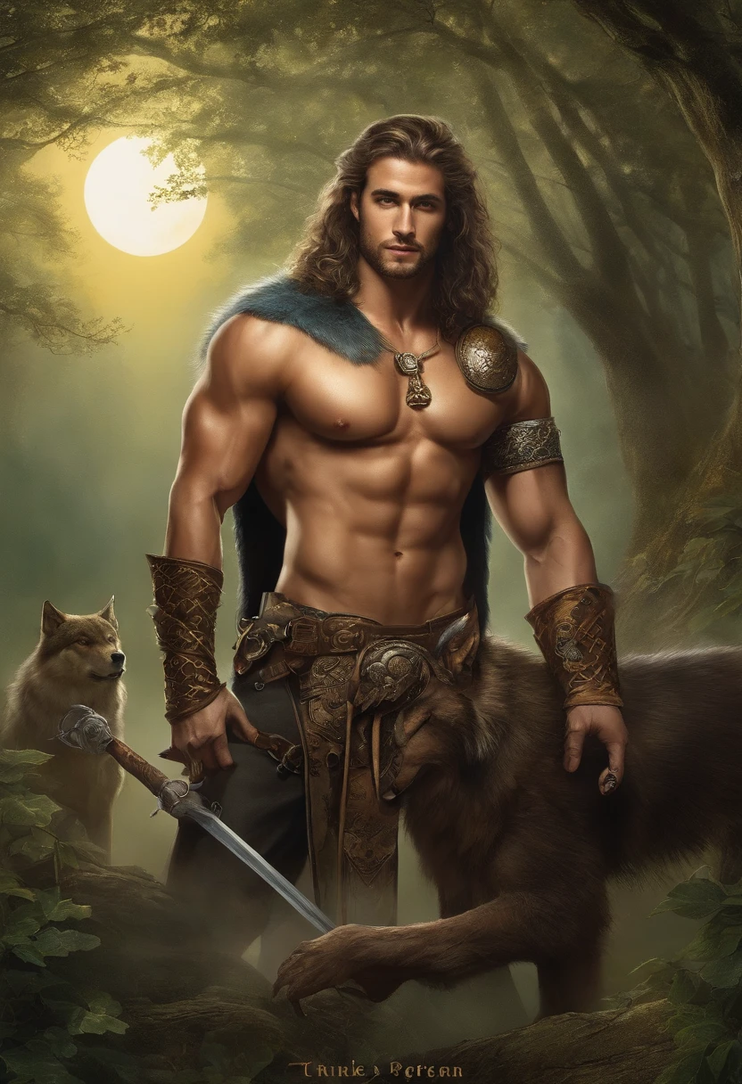 ((a naked men , penis hard, walk wolf)), ((Werewolf)), piece of master, full body , by chunie, by darkgem:0.8, master part, fur cute detailed, confident, smiling, alone, colored sclera, (Nico) , leather jacket, tooth, sleeves, spiked collar, Close-up, portrait, facial focus, muscular male, (Looking at Viewer), Smile:1.2, thin muscular male, navel, good lighting, ((sexy and hot inviting, in the background forest with full moon with wolves)), Detailed Background, ((Full Body)), 35mm Lens LanceMen, Luthien, God Art, Greek Mythology God, Moon God, Handsome God, Earth God Mythology, A Stunning Portrait of a God, Frank Kelly Freas, Karol Bak Style, ((beautiful face)), Ultra Definition, best quality, 32k ultra, Ultra HD