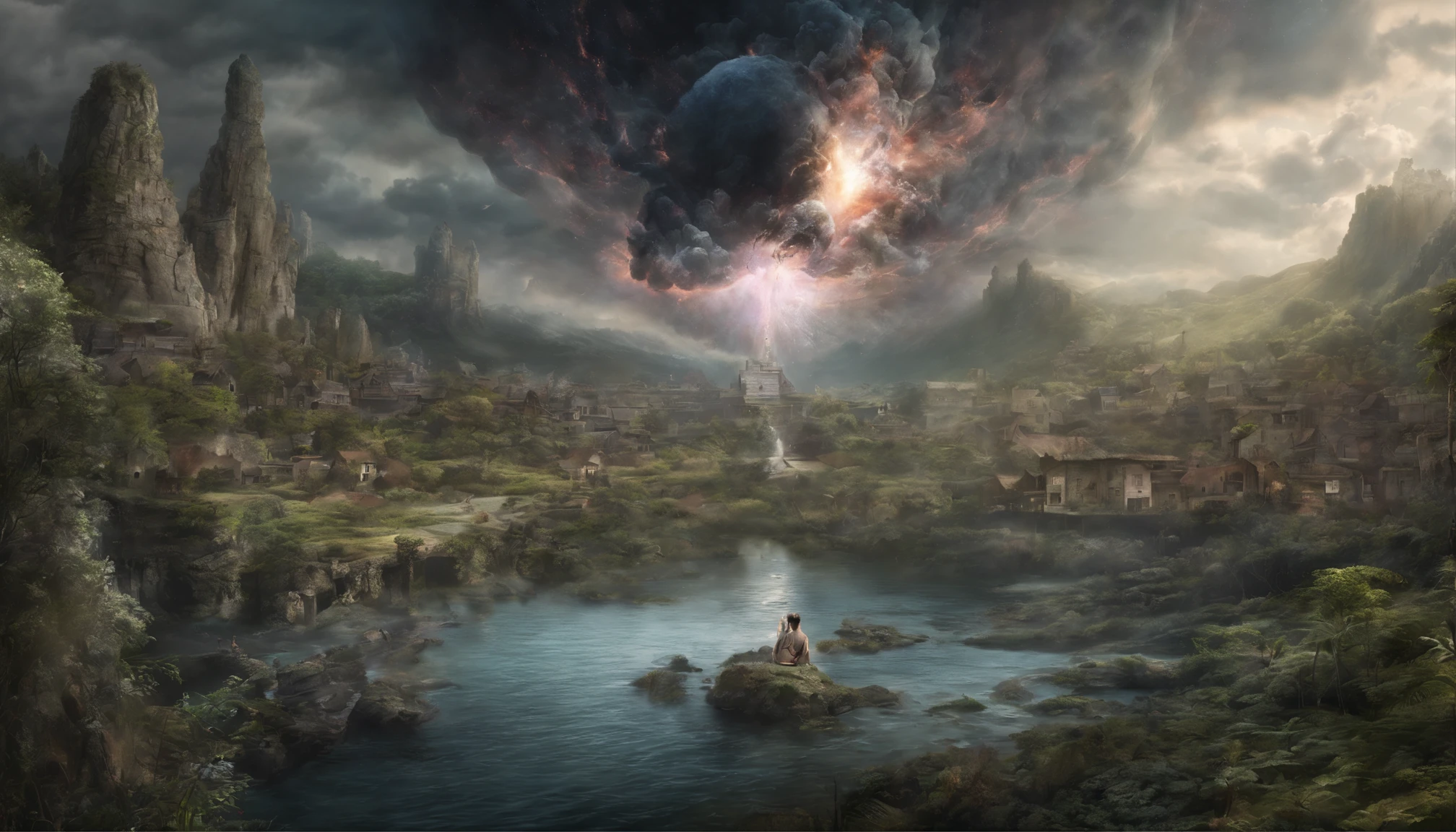 A magical landscape of euphoria and wonder colliding into a black hole of disparate and torment of death and reincarnation into something nurturing and beautiful