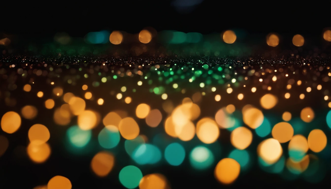 a creative shot of color bokeh against a dark background, arranging the bokeh in a pattern or design to create an artistic and visually striking composition