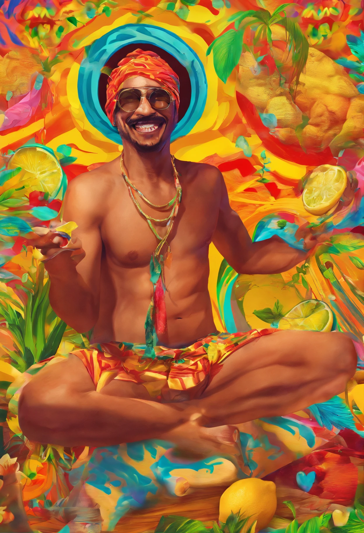 (best quality,4k,8k,highres,masterpiece:1.2),ultra-detailed,(realistic,photorealistic,photo-realistic:1.37),cuba,medium:digital painting,a male cuban person,relaxing,smoking a lemon,with a smile,relaxed pose,detailed facial features,comfortable clothes,background with cuban elements,vibrant colors,soft lighting
