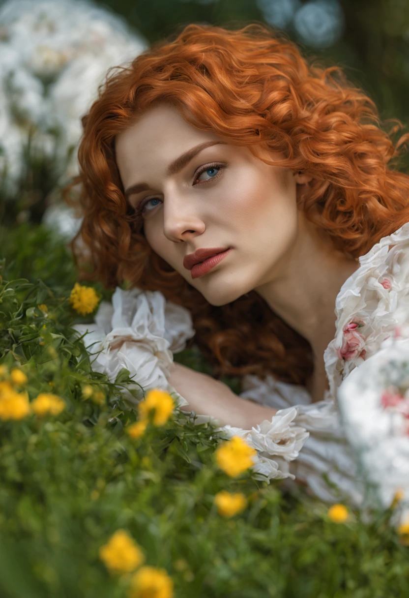 "Albino-Hirsch in einem geheimnisvollen Wald."Lying on the lawn of a garden with flowers of the best quality, 8K, 32 Tsd., Meisterwerk, UHD: 1.5), Foto einer attraktiven deutschen Frau, 1人, (Gigantic Boobs: 1.2), (langes Haar), Lorbeerblatt, Keine Kleidung, Abs, Perfect Body, Ultradetailliertes Gesicht, Detaillierte Lippen, Thin eyes, Augenlid, (verlockend), ((Aufgeregt: 1.5)), Medieval aesthetics, scharfer Fokus, Komplizierte Details, sehr detailliert, depth of fields, scharfer Fokus, Hohe Detailgenauigkeit, Impressionismus, Detailed , Verglasung, Tenebrismus, schlurfen, Oil painting, Barocker Stil, von Rembrandt, Von Artemisia Gentileschi ,Gentle and beautiful girl, Zart und sexy , charmantes ovales Gesicht, rosarote Lippen, kleine Nase, red shiny hair , zusammen Gestecktes haar , 18 Jahre alt , Mehr Brust , Schmeichelnd , Nackte , Emerald Green Eyes , frontal Ansicht , Ultra-HD , Nature beauty,