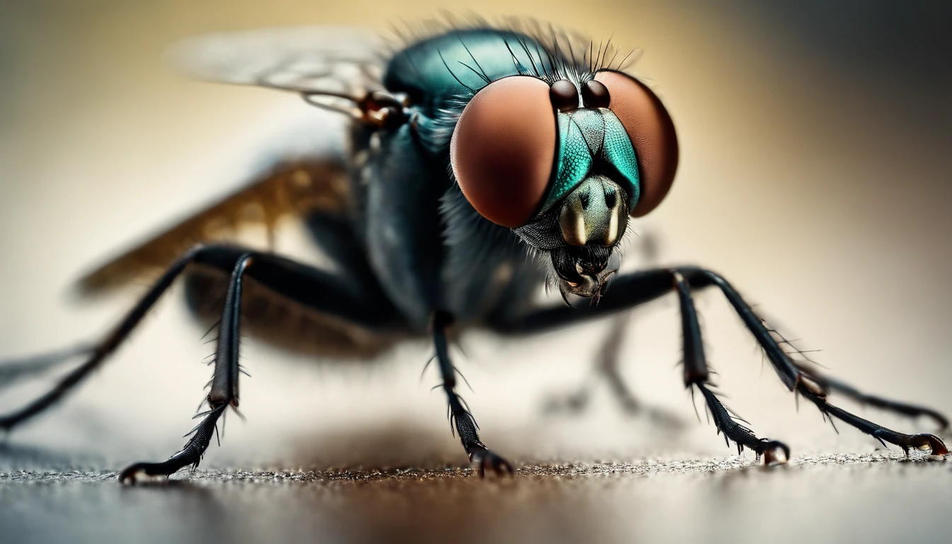 a close-up shot of a fly positioned among a network of dots, lines, and triangles, symbolizing the intricate connections and interactions between nodes in a geometric abstraction.