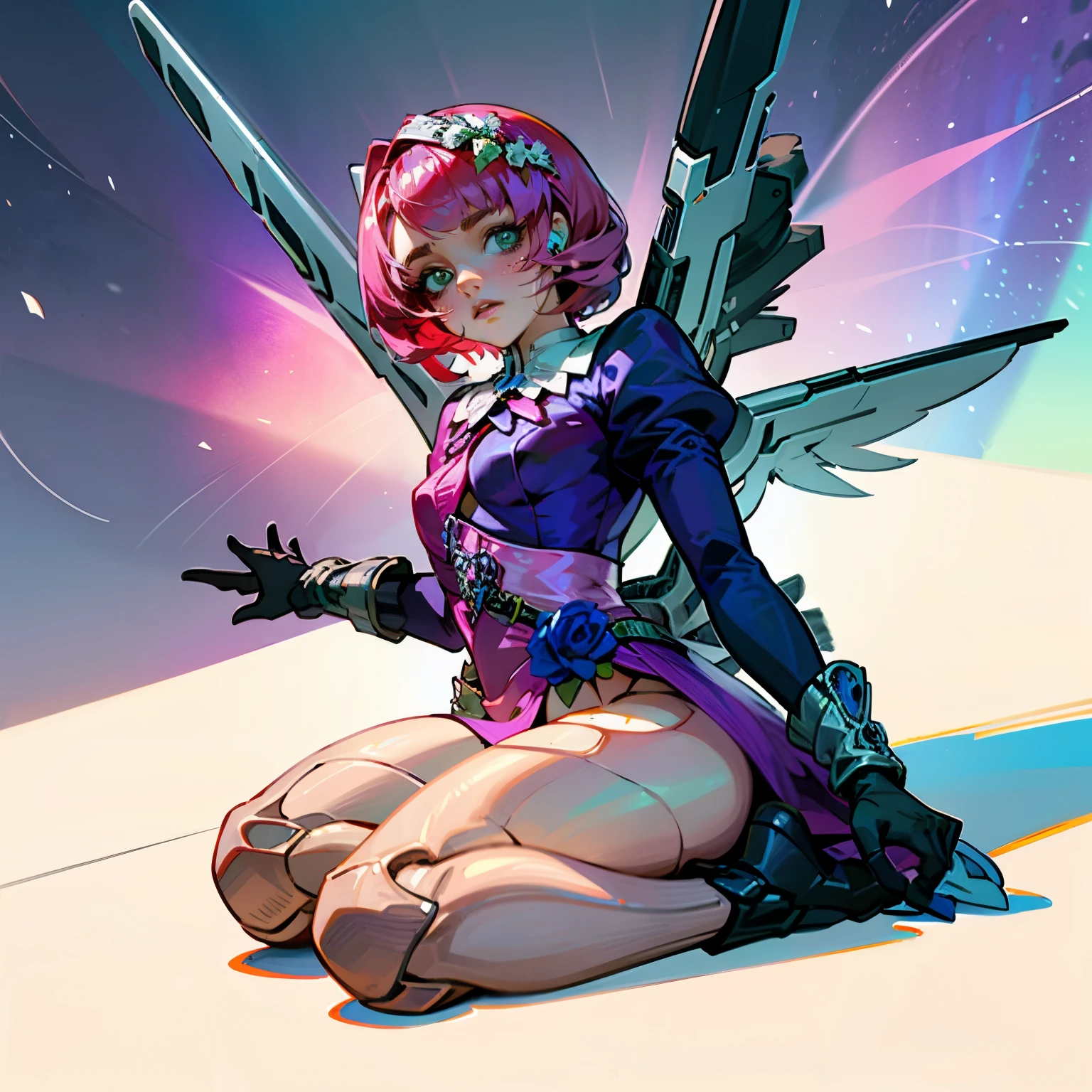 Alisa bosconovitch, melhor qualidade, contemporary, estilo plano, minimalismo, Green Eyes Flat Illustration, cabelo rosa, cabelo curto, cabelos multicoloridos, Camisa Preta, mechanical wings, Head Portrait Close-U, peito pontudo, decote, super decote, middlebreasts, Tekken，cabelo rosa pastel, 1girl, em quimono, hand-painted，Desenho de linha sem cor, colorida do yandere pastel, Tekken, Super cute pink hair girl with gothic makeup on the side, com roupa de empregada，figura esbelta，robusto，He sat on the floor，Vestido com roupas de empregada rosa e branco，cabelos muito curtos，com orelhas de gato，quadratic element，, kawaii cor-de-rosa na roupa da era de 1910, Alisa Bosconovich pink lips, no estilo da paleta de cores suave aurorapunk, an anime illustration of his face, gifs animados, hand drawn animation, charming sketches, suave e brilhante, romantismo nebuloso, Estilo Superflat, fundo branco - ar 1:1 - niji 5 - estilo expressivo --s 50 ,Pink kawaii girl in the era of 1920s clothesPink eagles, vestindo uma camisa branca brilhante, no estilo da paleta de cores suave aurorapunk, an anime illustration of his face, gifs animados, hand drawn animation, charming sketches, suave e brilhante, romantismo nebuloso, Estilo Superflat, fundo branco - ar 1:1 - niji 5 - estilo expressivo --s 50, Absurdo, Alto, ultra detalhados, (1girl:1.3), quebrar , Crie uma imagem com uma bela caligrafia