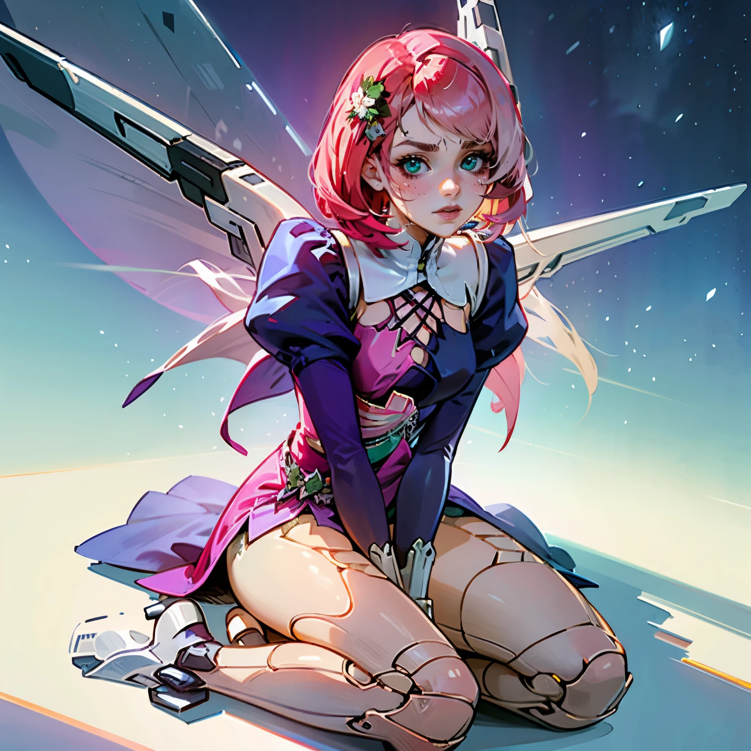 Alisa bosconovitch, melhor qualidade, contemporary, estilo plano, minimalismo, Green Eyes Flat Illustration, cabelo rosa, cabelo curto, cabelos multicoloridos, Camisa Preta, mechanical wings, Head Portrait Close-U, peito pontudo, decote, super decote, middlebreasts, Tekken，cabelo rosa pastel, 1girl, em quimono, hand-painted，Desenho de linha sem cor, colorida do yandere pastel, Tekken, Super cute pink hair girl with gothic makeup on the side, com roupa de empregada，figura esbelta，robusto，He sat on the floor，Vestido com roupas de empregada rosa e branco，cabelos muito curtos，com orelhas de gato，quadratic element，, kawaii cor-de-rosa na roupa da era de 1910, Alisa Bosconovich pink lips, no estilo da paleta de cores suave aurorapunk, an anime illustration of his face, gifs animados, hand drawn animation, charming sketches, suave e brilhante, romantismo nebuloso, Estilo Superflat, fundo branco - ar 1:1 - niji 5 - estilo expressivo --s 50 ,Pink kawaii girl in the era of 1920s clothesPink eagles, vestindo uma camisa branca brilhante, no estilo da paleta de cores suave aurorapunk, an anime illustration of his face, gifs animados, hand drawn animation, charming sketches, suave e brilhante, romantismo nebuloso, Estilo Superflat, fundo branco - ar 1:1 - niji 5 - estilo expressivo --s 50, Absurdo, Alto, ultra detalhados, (1girl:1.3), quebrar , Crie uma imagem com uma bela caligrafia