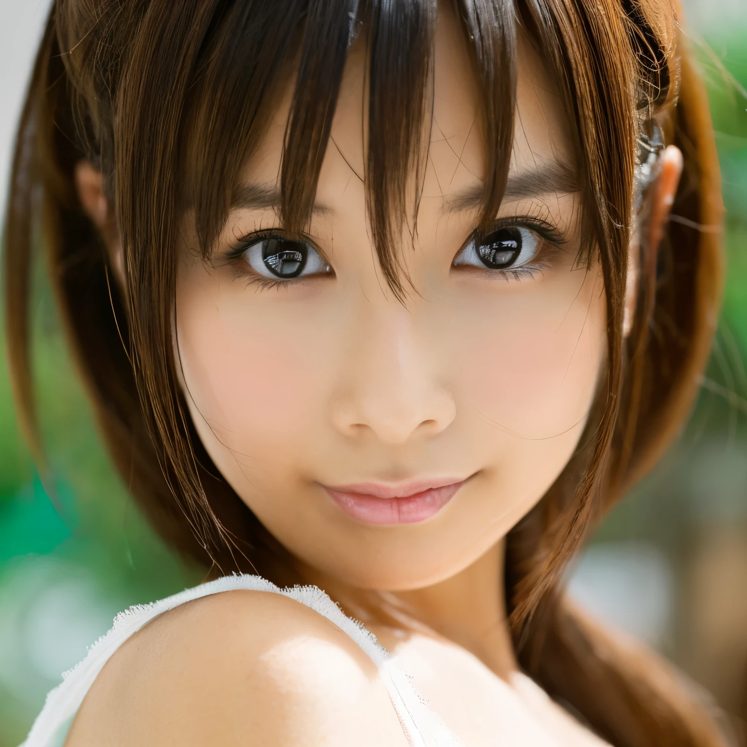 A close-up shot of a woman wearing a white bra top, a portrait by Sengai, Instagram, shin hanga, Identical twin sisters huddled together, sakimichan, teens girl, teens girl, Realistic Young Gravure Idol, Young Pretty Gravure Idol, sakimichan hdri, Young gravure idols, Young Gravure Idol、ol Tight Skirt