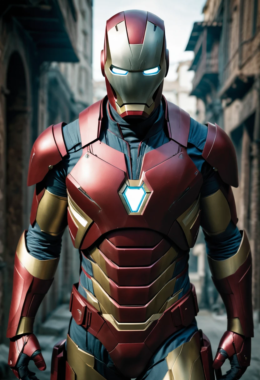 iron-man wearing an assassin's creed suit.