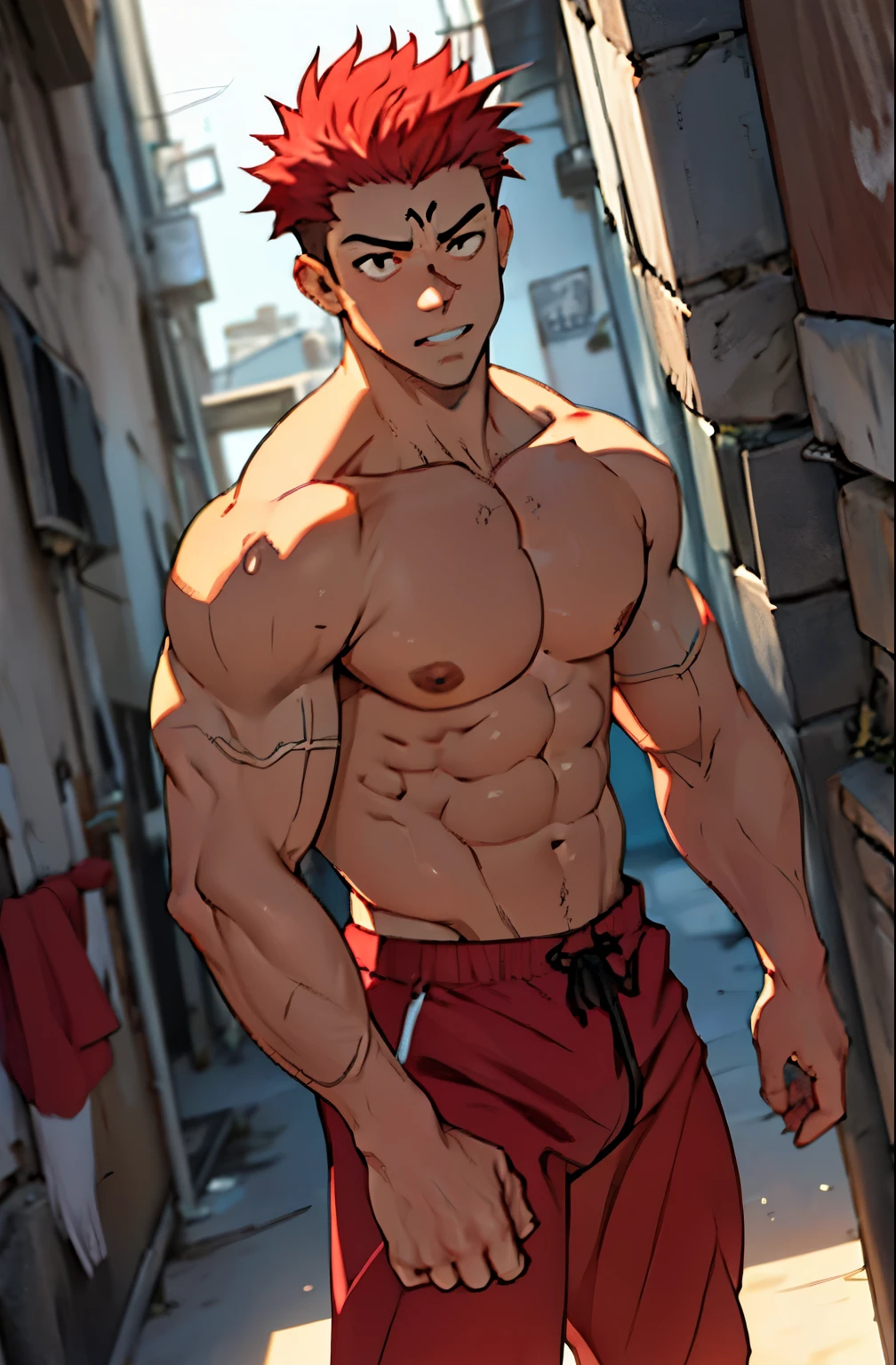 Man in a naked body standing in a narrow alley, :: RossDrew, Arte masculino, Jovencitos, Ross Tran y Bayard Wu, RossDraw 1. 0, Estilo Ross Tran, commission for high resolution, Hermosa pose de anime, Nick Silva e Ilya Kuvshinov, Obras de arte al estilo de Guweiz, handsome japanese demon boy