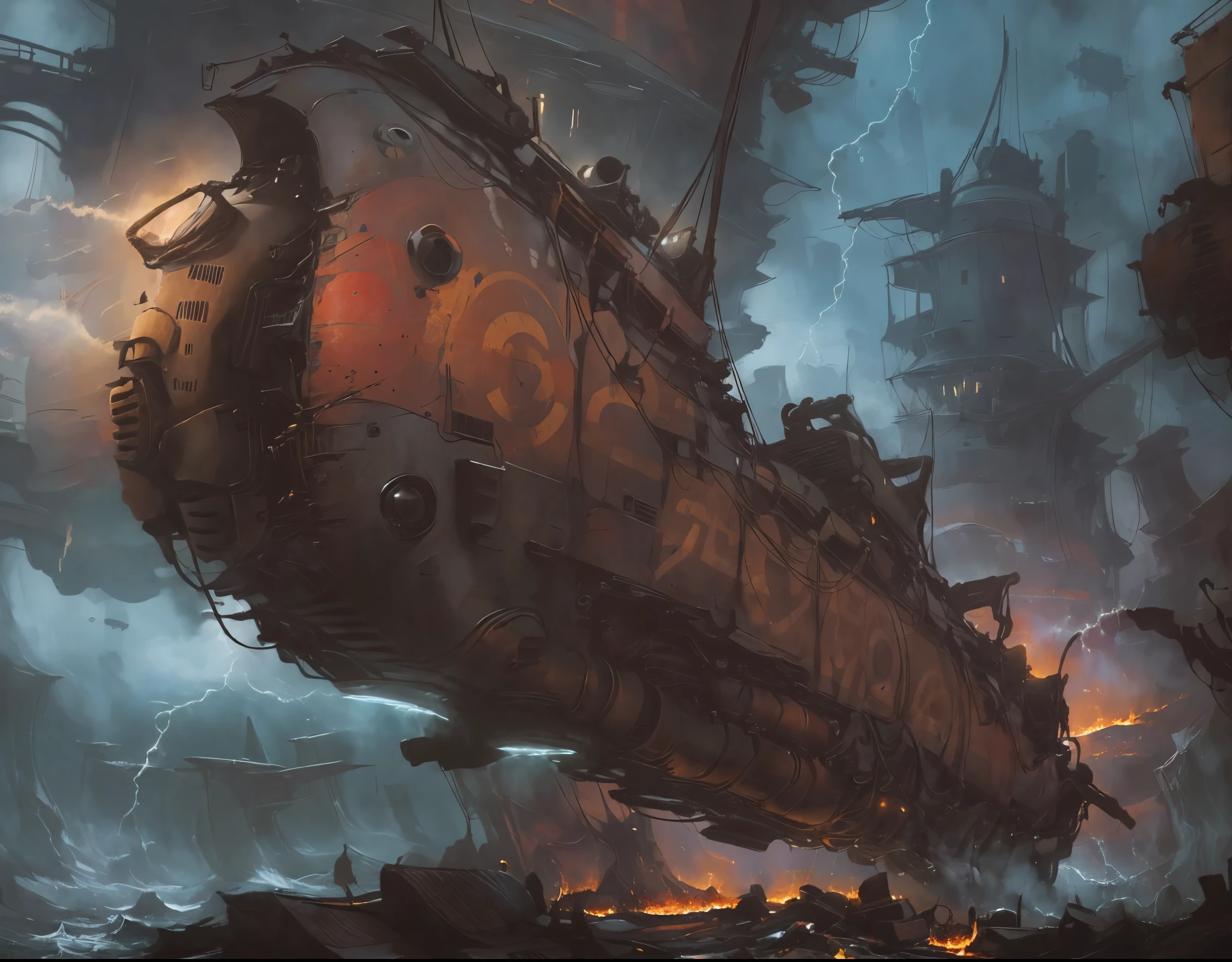 (best quality,4k,highres),(realistic:1.37),dramatic lighting,shipwreck,ship on fire,burning boat,stormy sea,dark sky,crashing waves,smoke,destruction,disaster,dramatic scene,devastating,floating debris,dangerous situation,massive flames,intense,ominous atmosphere,dreadful,menacing,chaotic,catastrophe,overwhelming,panic,desperate struggle,life-threatening,deathly silence,tragic,end of an era,wreckage,sinking ship,engulfed in flames,survival,unimaginable,desperate rescue,heroic efforts,vivid colors,nightmare-ish,nightmarish scenario,terrifying,apocalyptic,unforgettable,memorable,unsettling,emotional impact,heart-wrenching,haunting,unpredictable,unforgiving,unrelenting.
