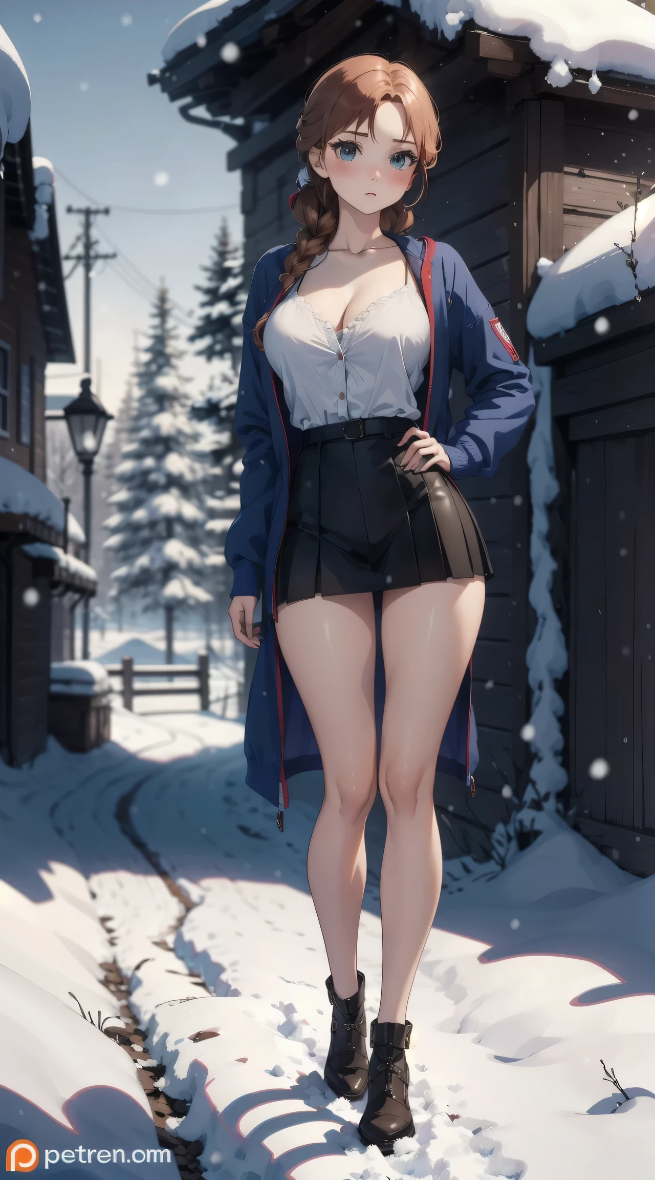 ((((perfect anatomy, super detailed skin)))), 1 girl, japanese, , shiny skin, large breasts:0.6, looking away, watching the view,, 
beautiful hair, beautiful face, beautiful detailed eyes, (long hair:1.7, half updo:1.5), 
beautiful clavicle, beautiful body, beautiful chest, beautiful thigh, beautiful legs, babyface, mole under eye, 
((long sleeves white shirt with collar and buttons, (beautiful dark blue suit vest:1.4, dark blue micro mini pencil skirt:1.4)), middle boots), bottomless, wet crotch, seductive thighs, camel toe, ((animal collar)), 
((leaking pee:1.9, leaking poop:1.3)), 
((ahegao, ashamed, drooling, open your mouth wide)), (((walking, sex toys in panties), female masturbation, abused, object insertion, vibrator)), 
(beautiful scenery), winter, midnight, hokkaido, sapporo, odori park, crowd, christmas, christmas tree, illumination, tv tower, snow, snowfall:1.7, freezing weather, frost, 
(8k, top-quality, masterpiece​:1.2, extremely detailed), (realistic, photorealistic:1.3), beautiful illustration, cinematic lighting,