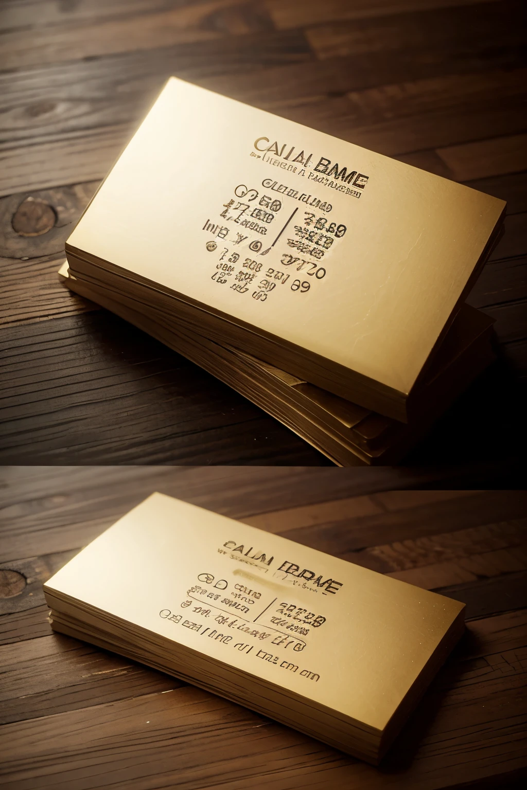 Stylish gold business card with "09109105245" on it, ultra detailed