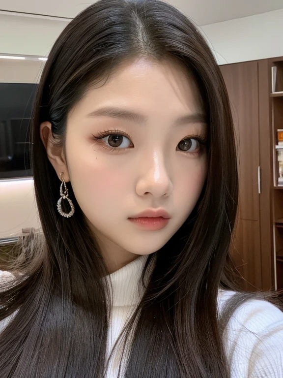 Rosto da wonyoung do ive com a jennie tirando selfie