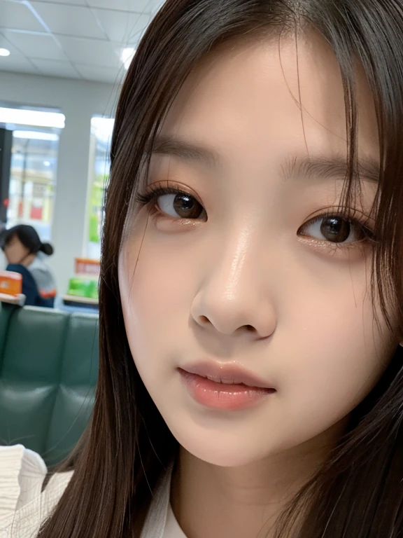 Rosto da wonyoung do ive com a jennie tirando selfie
