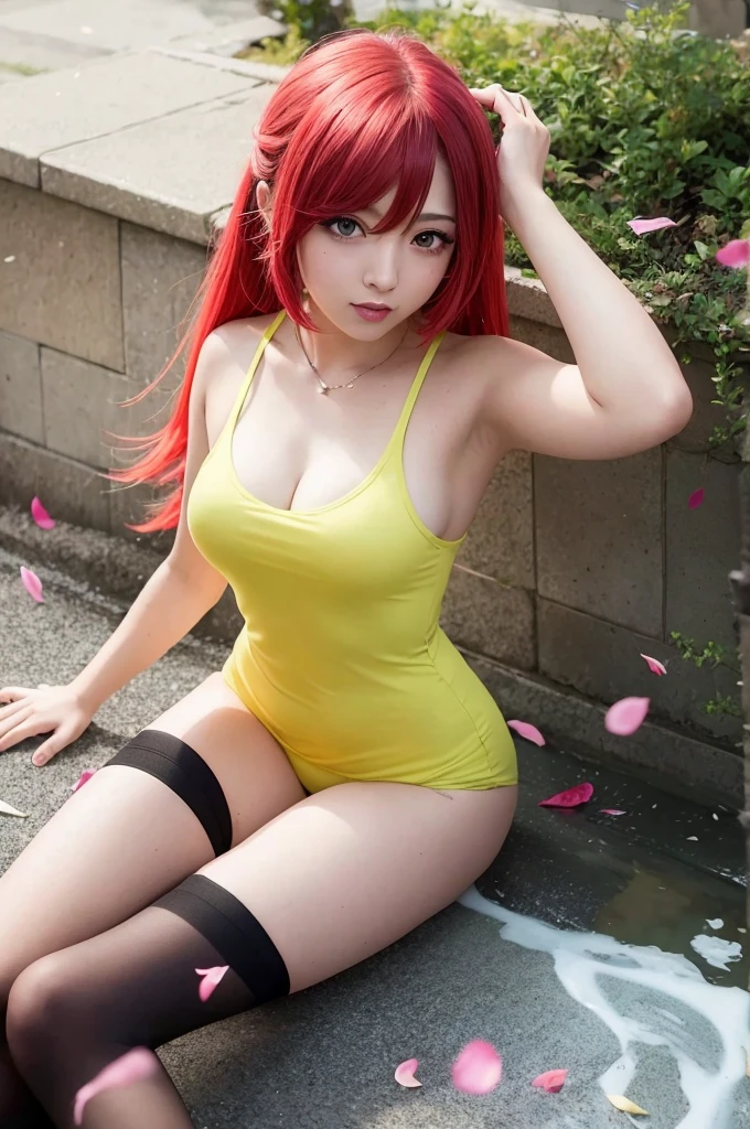 Chica de anime con cabello rojo y ojos azules posando para una foto, Haruno Sakura, Mejor fondo de pantalla de Anime 4K Konachan, seductora chica de anime, Marin Kitagawa Fanart, sakura petals around her, splash art anime , Estilo anime 4K, Anime Moe Artstyle, high quality anime artstyle, ilustraciones detalladas del anime, Anime Wallaper, Mejor chica del anime