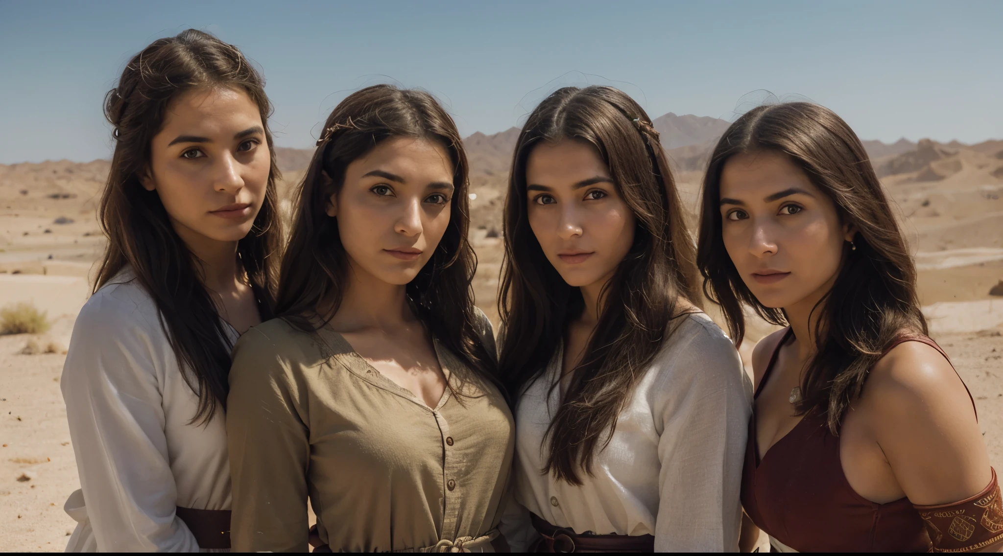 Moses' Exodus from Egypt, Com muita gente, million, deserto,Vestidos velhos,,Historical reference,Arte e detalhes de alta qualidade,Estilo retrato realista,paleta de cores sutil,fundo vibrante,texturas naturais,Sombras profundas,Destaques sutis,historical accuracy,meticulous attention to detail,Profundidade e intensidade emocional,authentic representation,instigante,atmosfera espiritual,Um Senso de Sabedoria Antiga,Impacto profundo