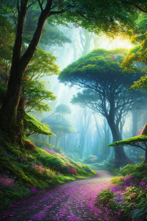 masterpiece, best quality, high quality,extremely detailed CG unity 8k wallpaper, An enchanting and dreamy scene of a fantasy forest, with towering trees, glowing mushrooms, and hidden fairy glens, creating a sense of mystique and enchantment, artstation, digital illustration, intricate, trending, pastel colors, oil paiting, award winning photography, Bokeh, Depth of Field, HDR, bloom, Chromatic Aberration ,Photorealistic,extremely detailed, trending on artstation, trending on CGsociety, Intricate, High Detail, dramatic, art by midjourney