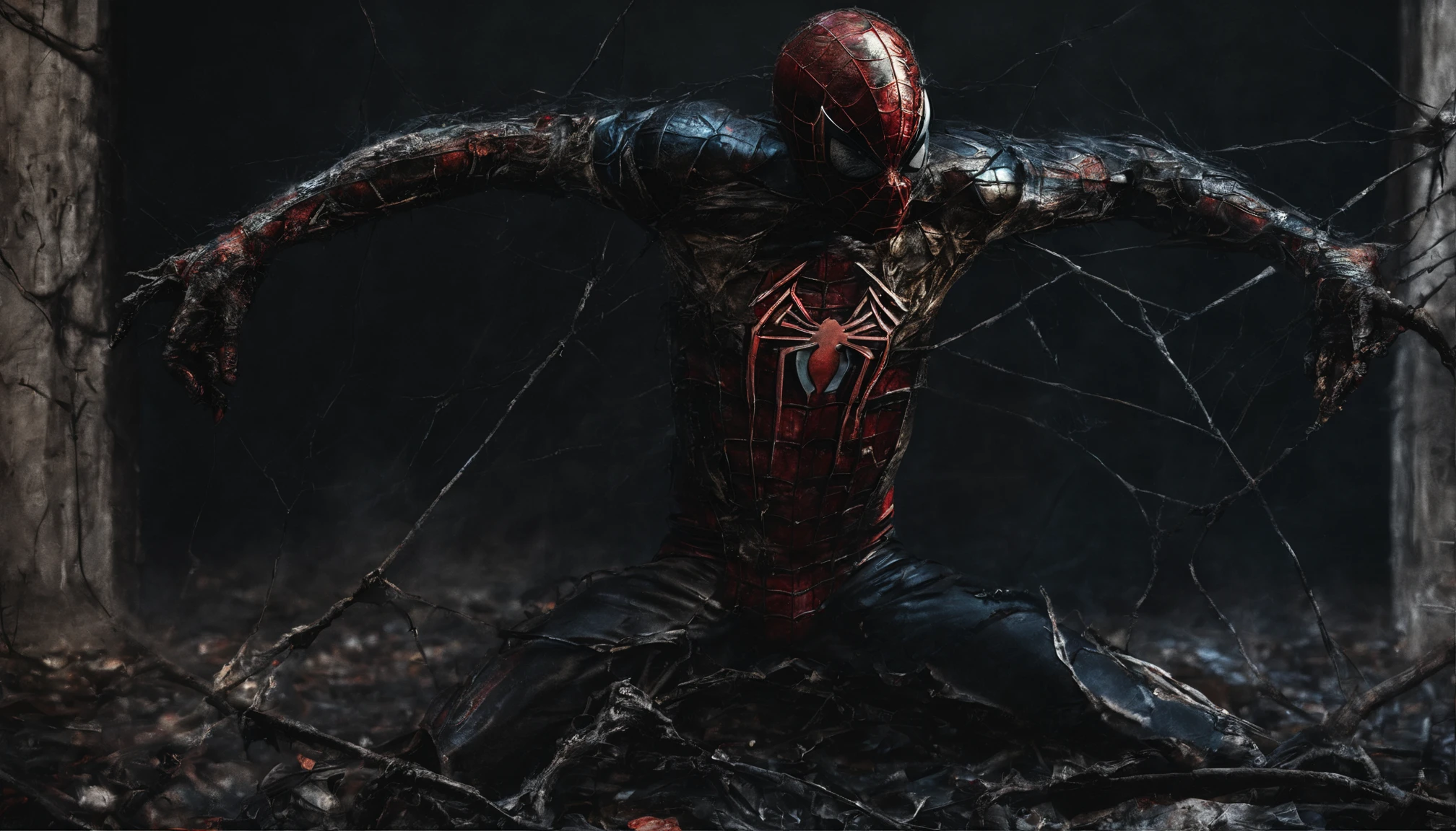 Spider-Man torn clothing; vibrant colors